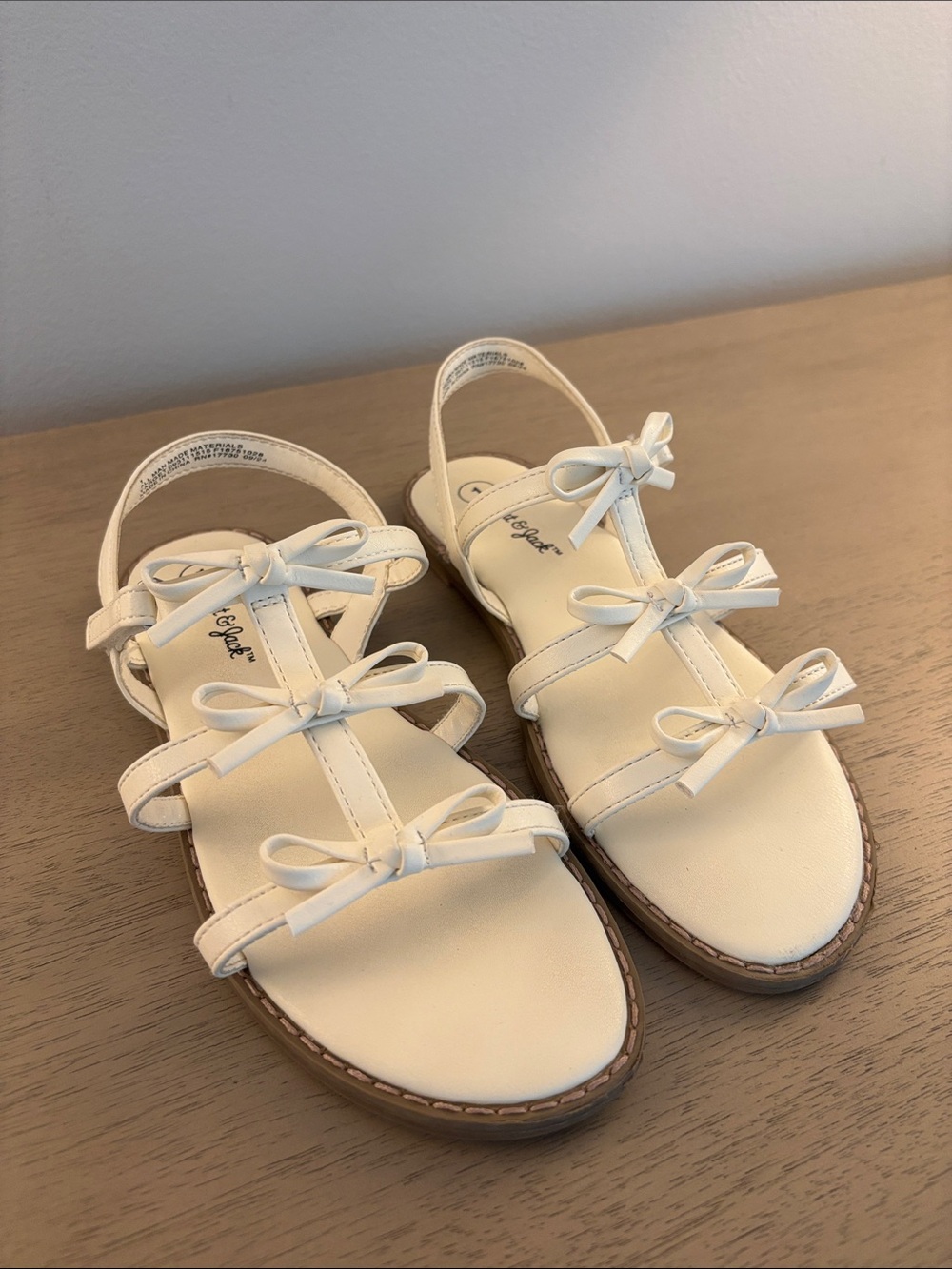 Cat & Jack Cream 3-Bow Strap Slingback Sandals